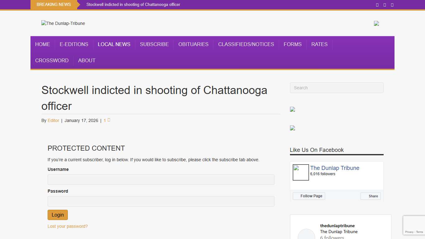 Stockwell indicted in shooting of Chattanooga officer – The Dunlap-Tribune