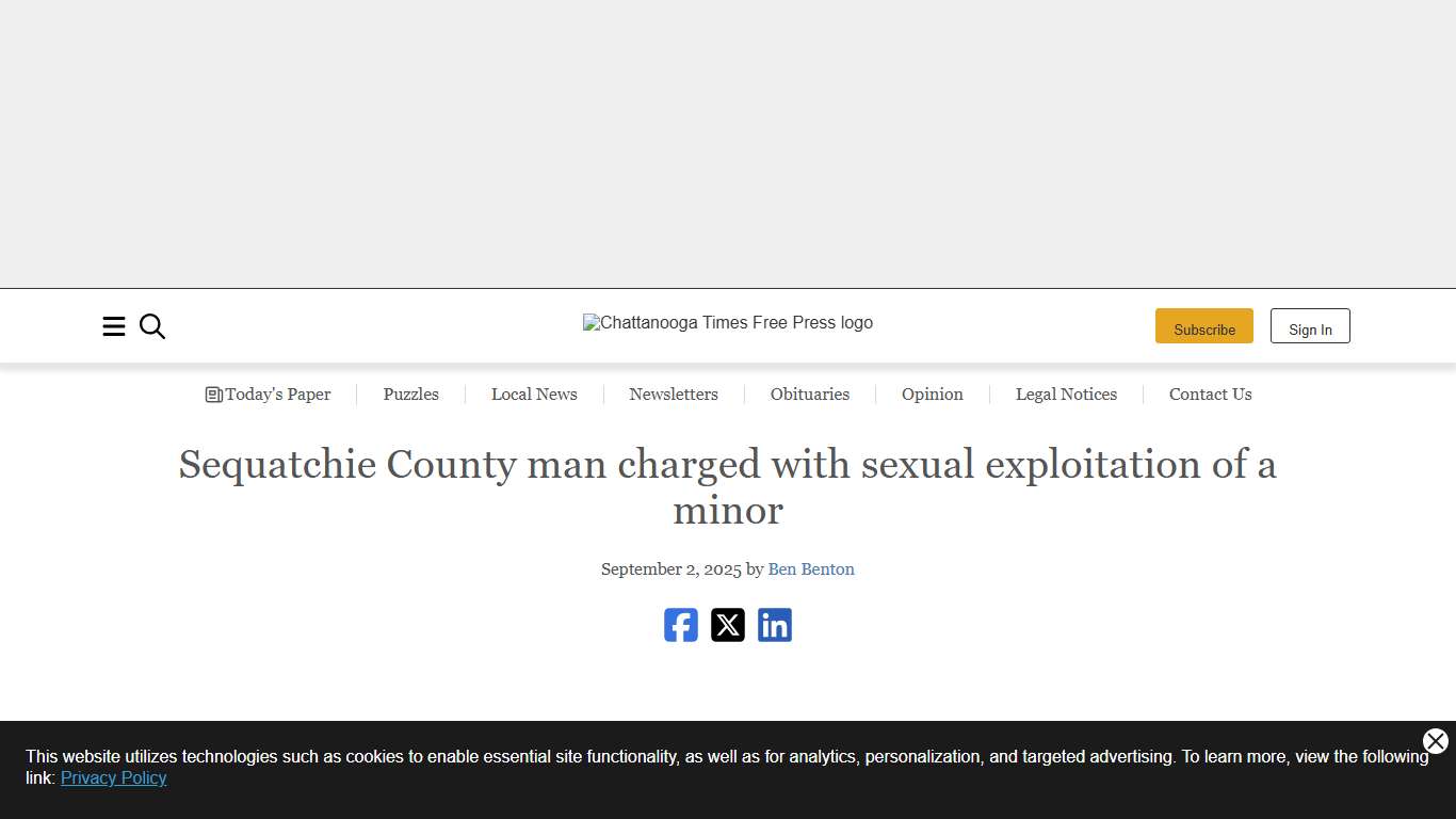 Sequatchie County man charged with sexual exploitation of a minor | Chattanooga Times Free Press